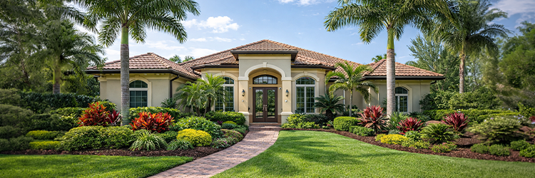 Stunning Palm City home with lush, irrigated tropical landscaping boosting curb appeal and property value - Alpha Zeta Landscaping